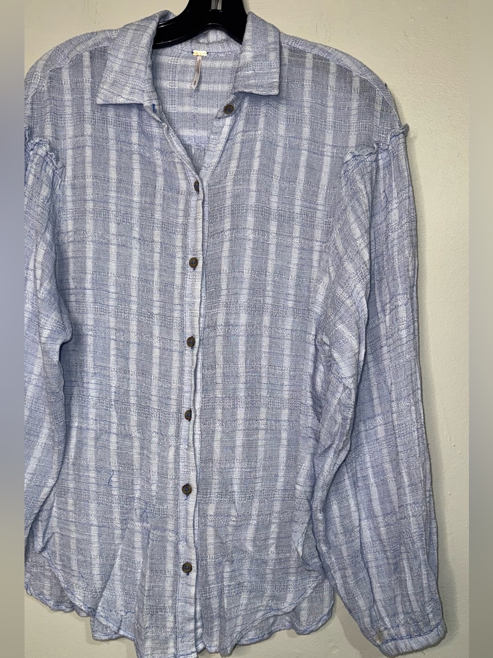 Free People Light Blue & White Striped Button-Down Shirt - Picture 3 of 10
